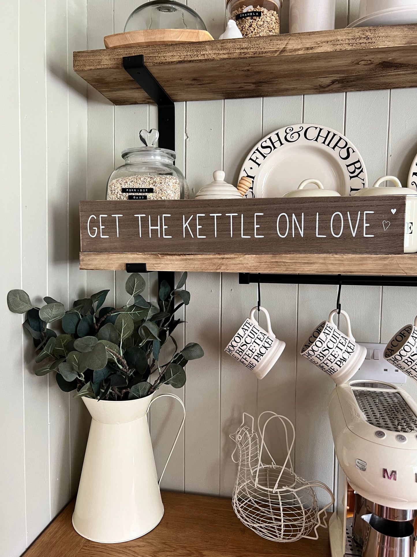 Get The Kettle On Love Wooden Sign (Please see description)
