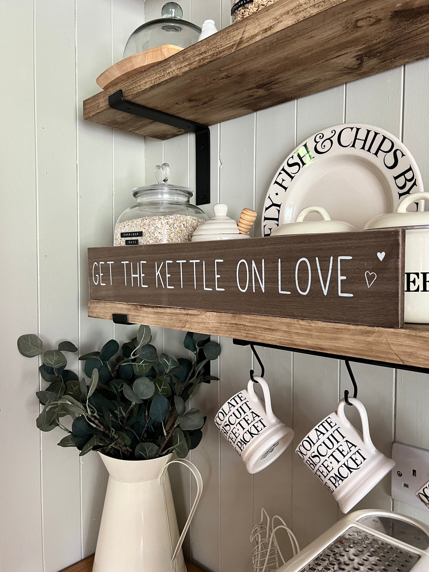 Get The Kettle On Love Wooden Sign (Please see description)