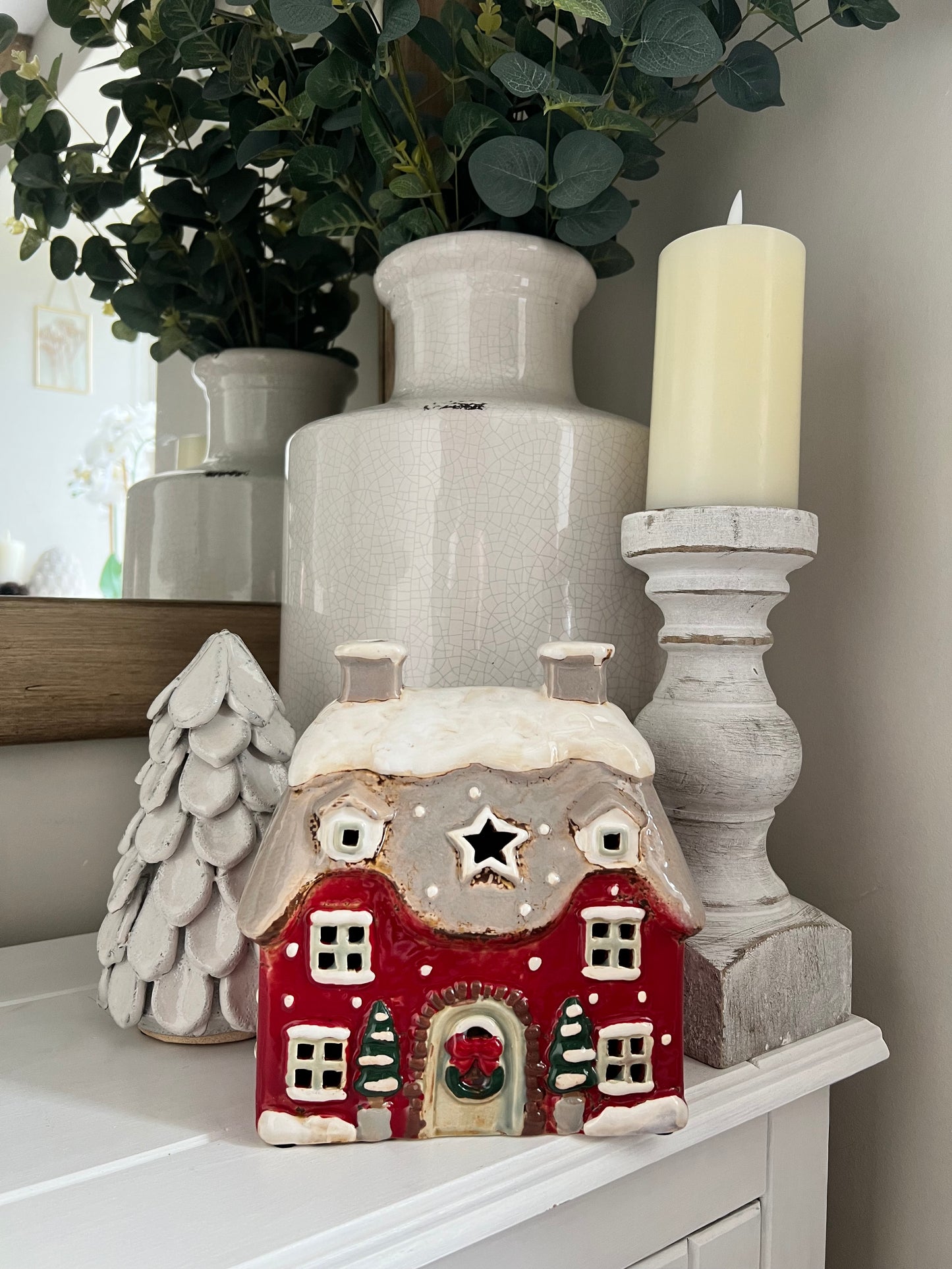 Large Christmas Cottage Tea Light Holder