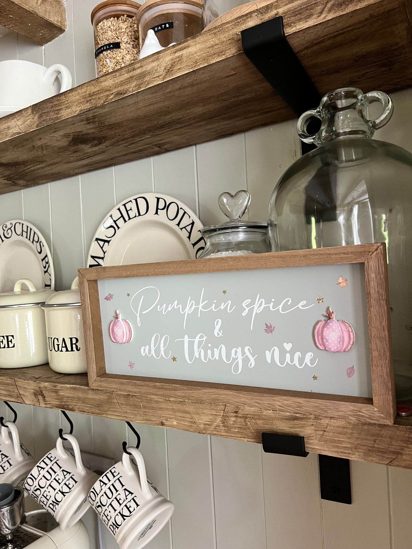 Pink Pumpkin Spice Wooden Plaque