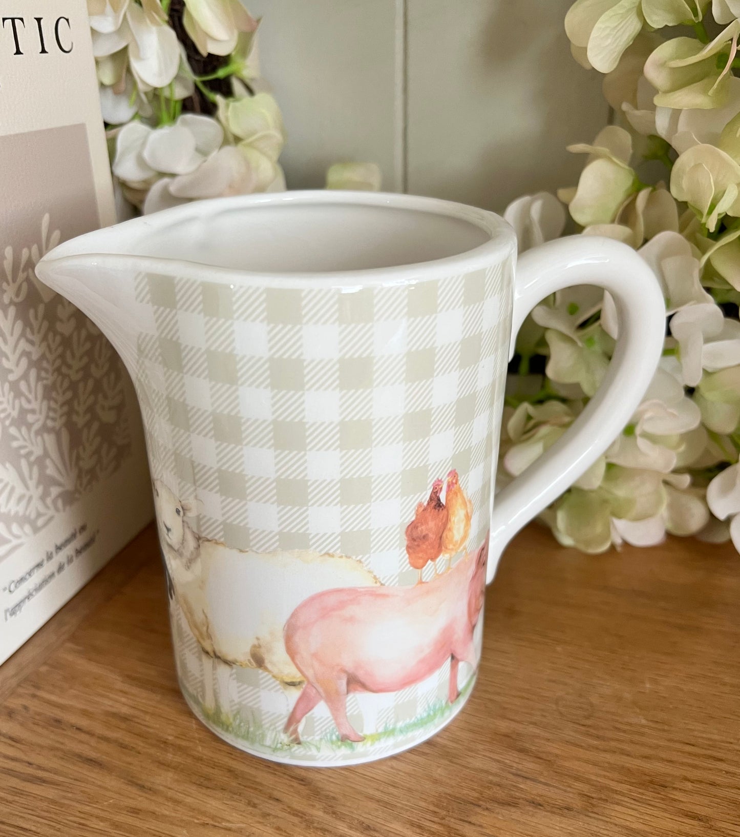 Farm Animals Gingham Jug