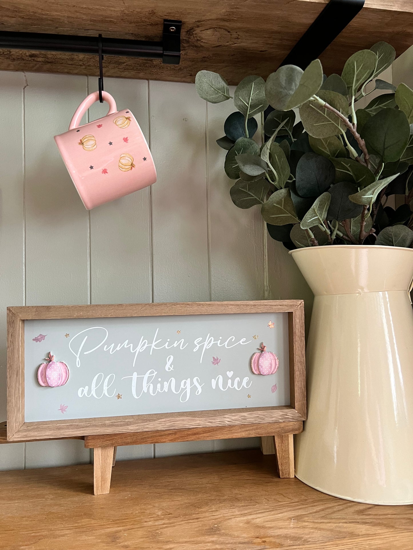 Pink Pumpkin Spice Wooden Plaque