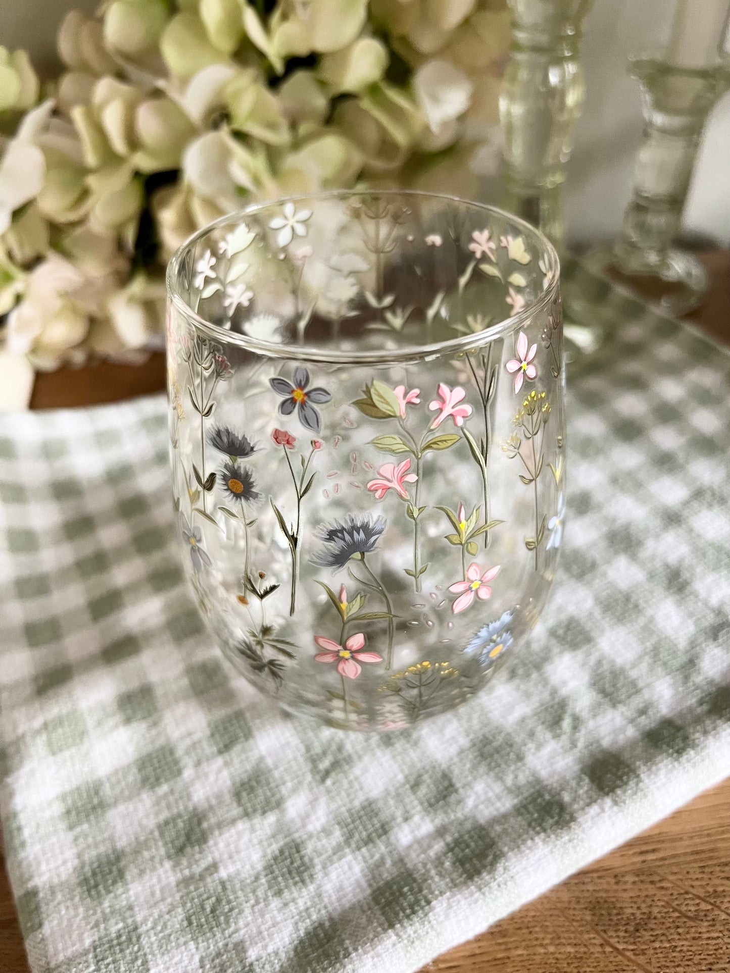 Floral Stemless Glass