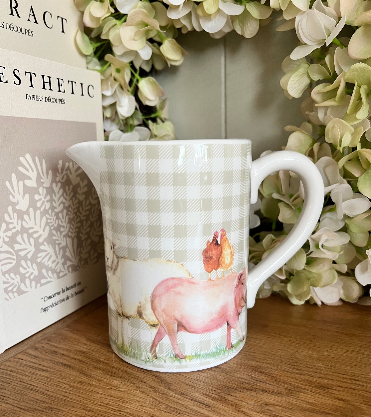 Farm Animals Gingham Jug