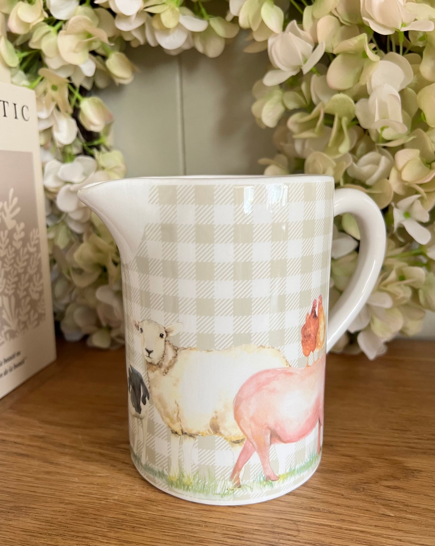 Farm Animals Gingham Jug