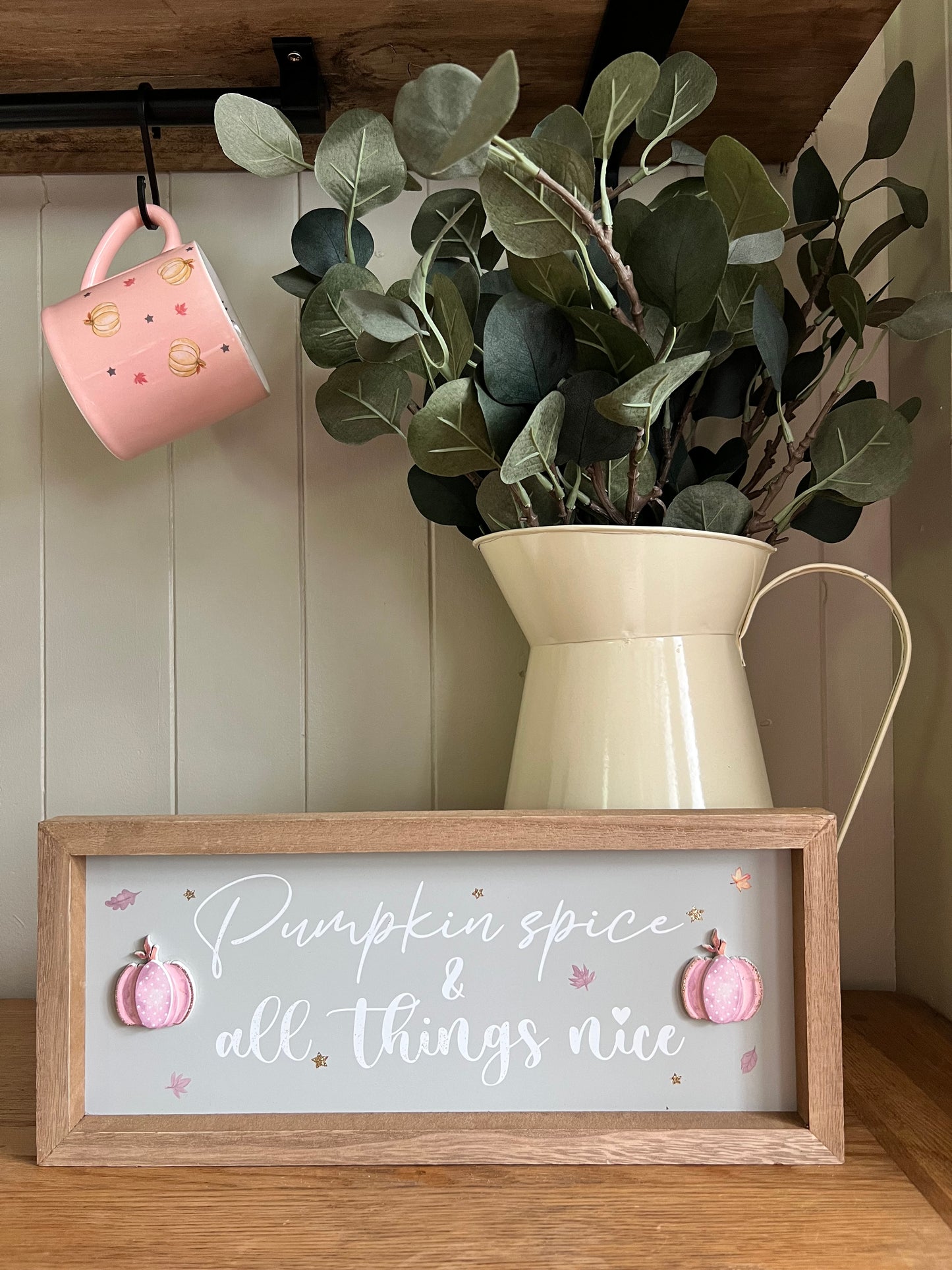 Pink Pumpkin Spice Wooden Plaque