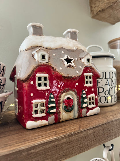 Large Christmas Cottage Tea Light Holder