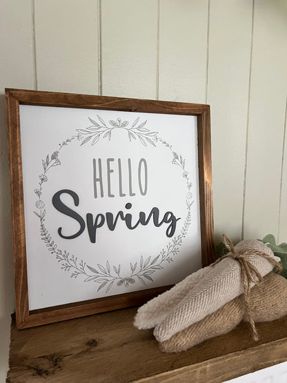 *REDUCED TO CLEAR* Hello Spring Wooden Sign