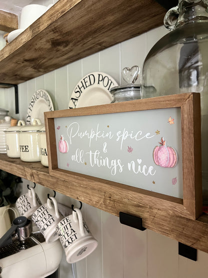 Pink Pumpkin Spice Wooden Plaque