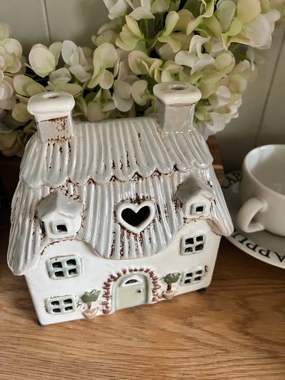Large Cream Cottage Tea light Holder