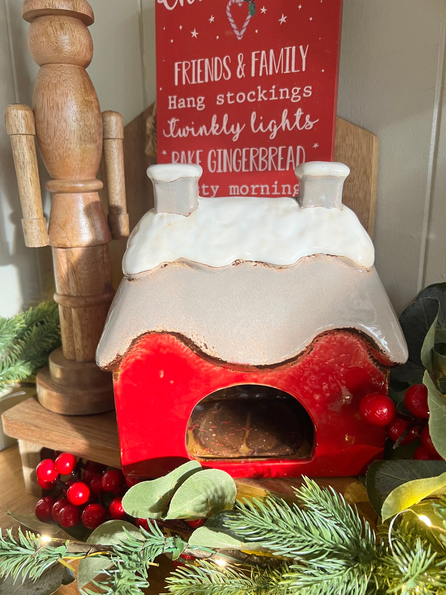 Large Christmas Cottage Tea Light Holder