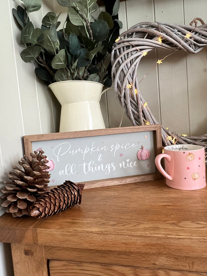 Pink Pumpkin Spice Wooden Plaque