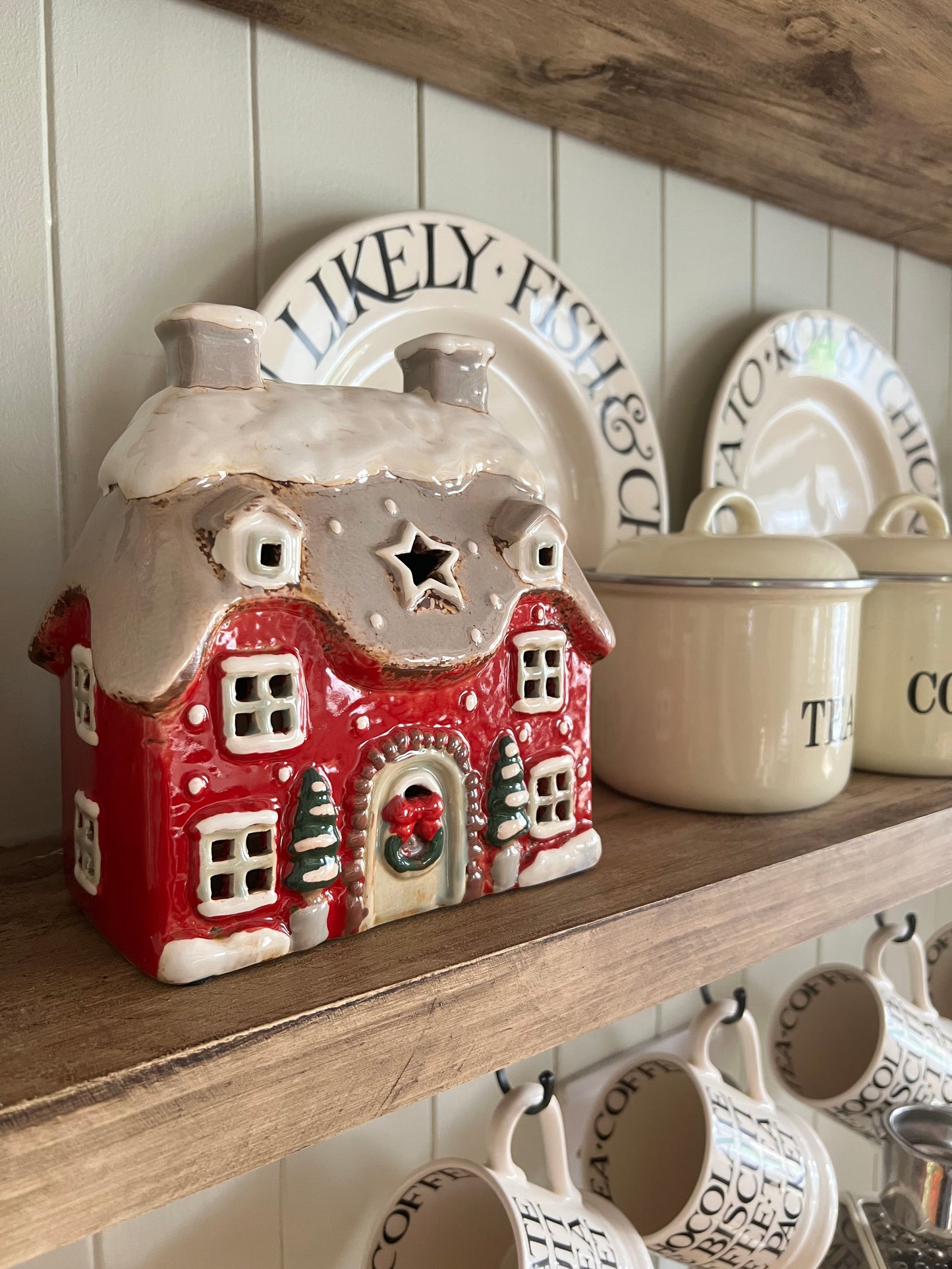 Large Christmas Cottage Tea Light Holder