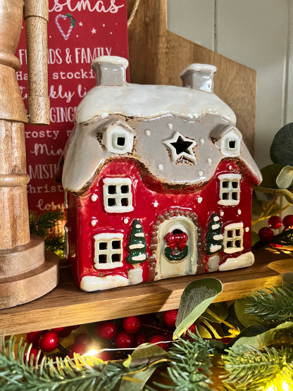 Large Christmas Cottage Tea Light Holder