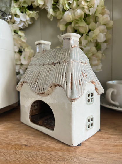 Large Cream Cottage Tea light Holder