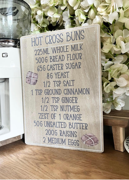 Hot Cross Bun Wooden Recipe Sign