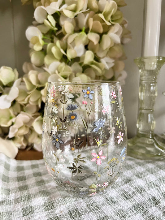 Floral Stemless Glass
